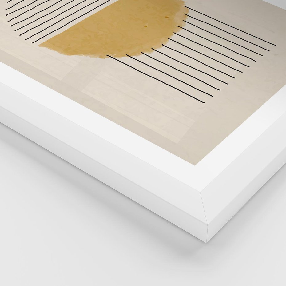 Plakat w ramie 30x40 - Podróżne Kreski - akwarelowa plama, geometryczne szkicowane kształty - rama biała