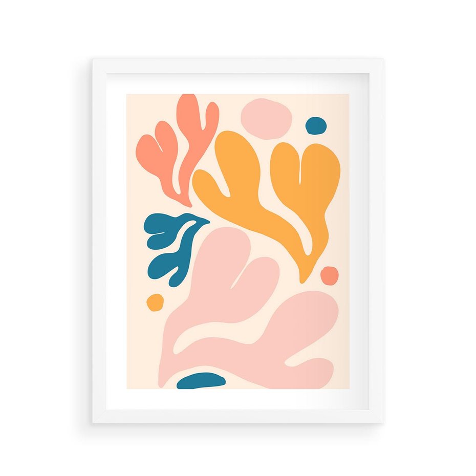 Plakat w ramie 40x50 - Granice Inspiracji - abstrakcyjne dziwne formy, nowoczesny plakat - rama biała