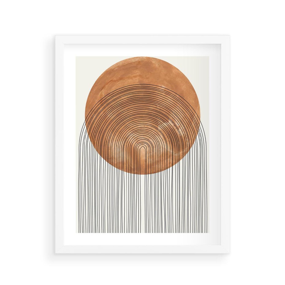 Plakat w ramie 40x50 - Konturem Kształtowane - koło, boho styl - rama biała