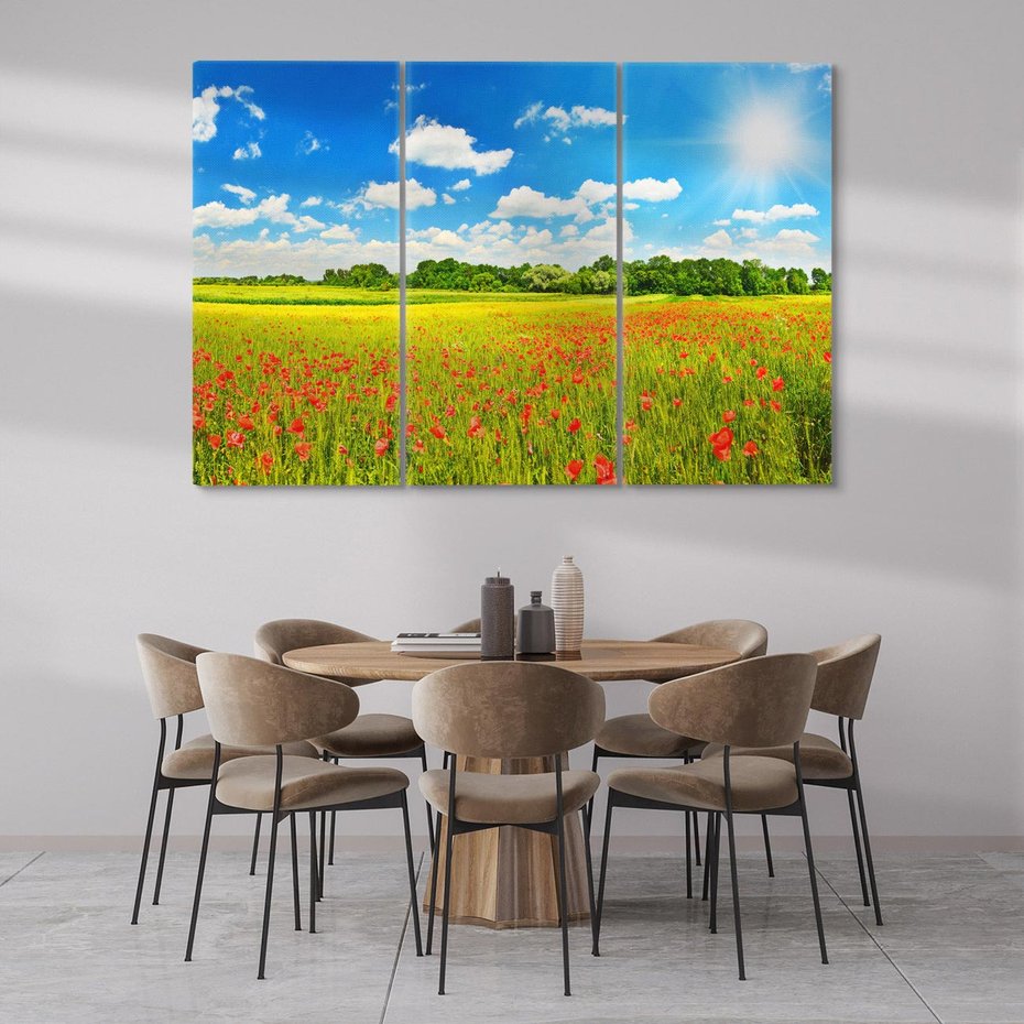 Obraz na płótnie 120x80 - Malownicze maki na łące - maki, łąka