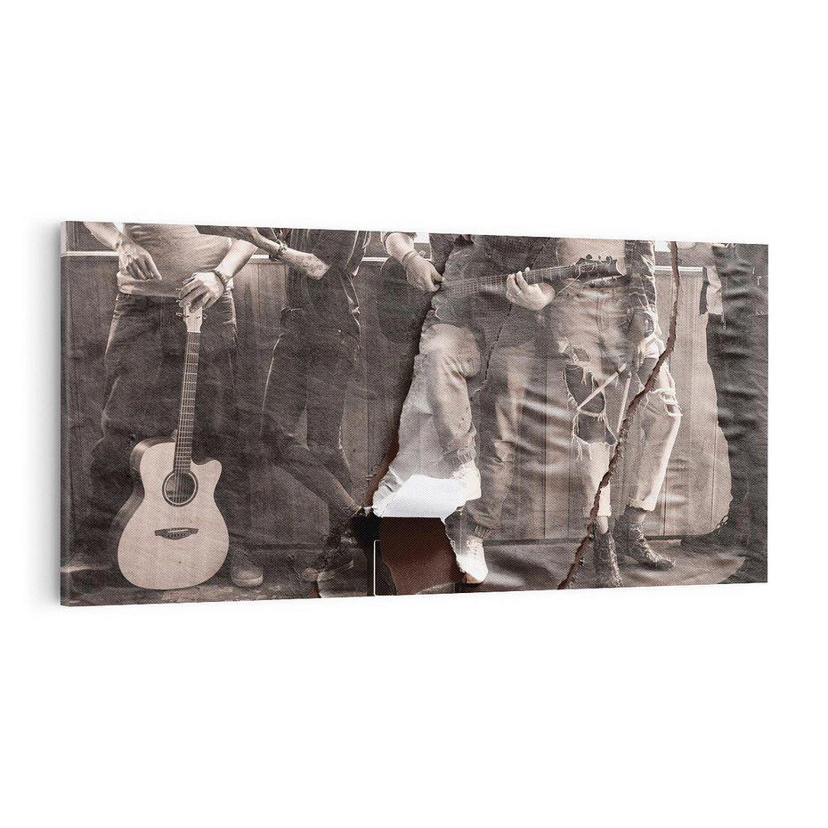 Obraz na płótnie 100x50 - Dźwięki Minionej Ery - postarzona fotografia retro, podarta fotografia