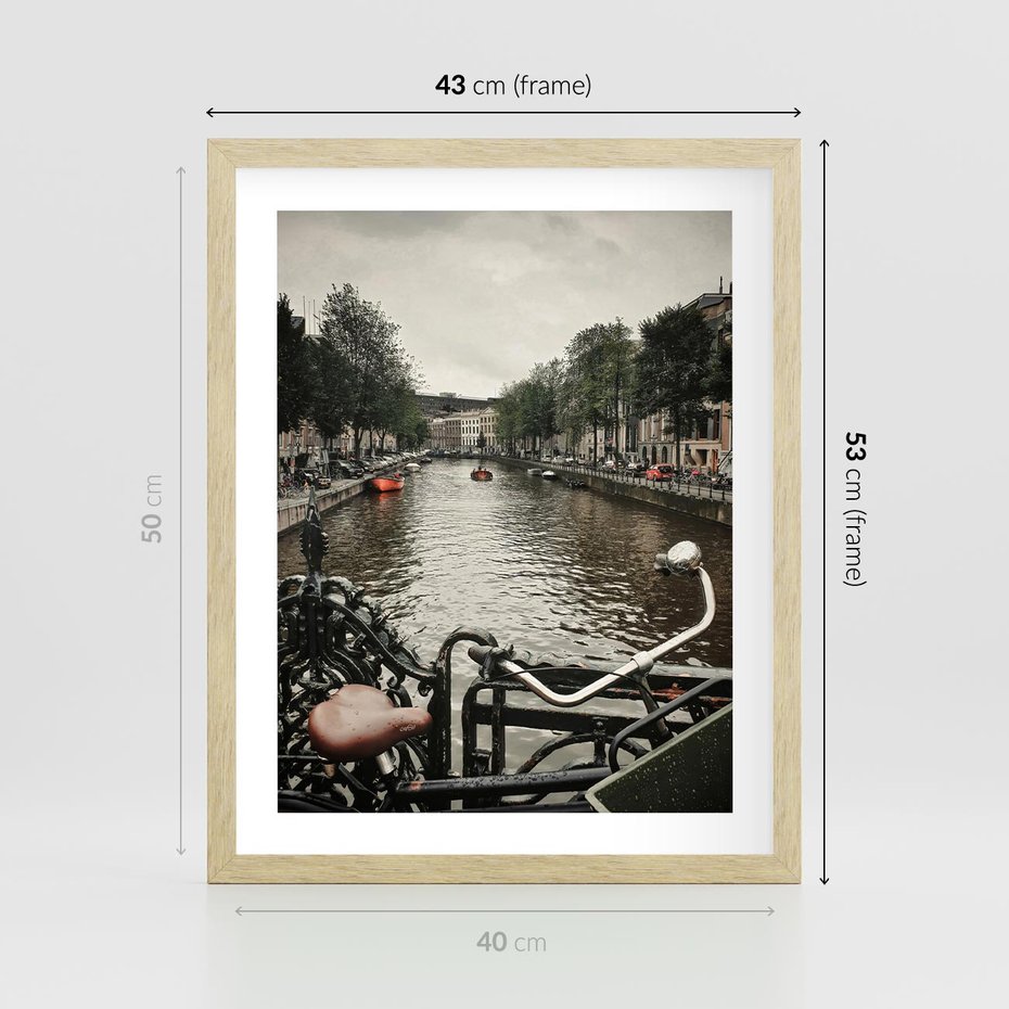 Plakat w ramie 40x50 - Miasto na Wodzie - holenderskie kanały, amsterdam - rama drewno
