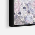 Obraz w ramie 100x70 - Malowane oddechy istnienia - pomieszane tekstury, kwiatowe elementy - rama czarna