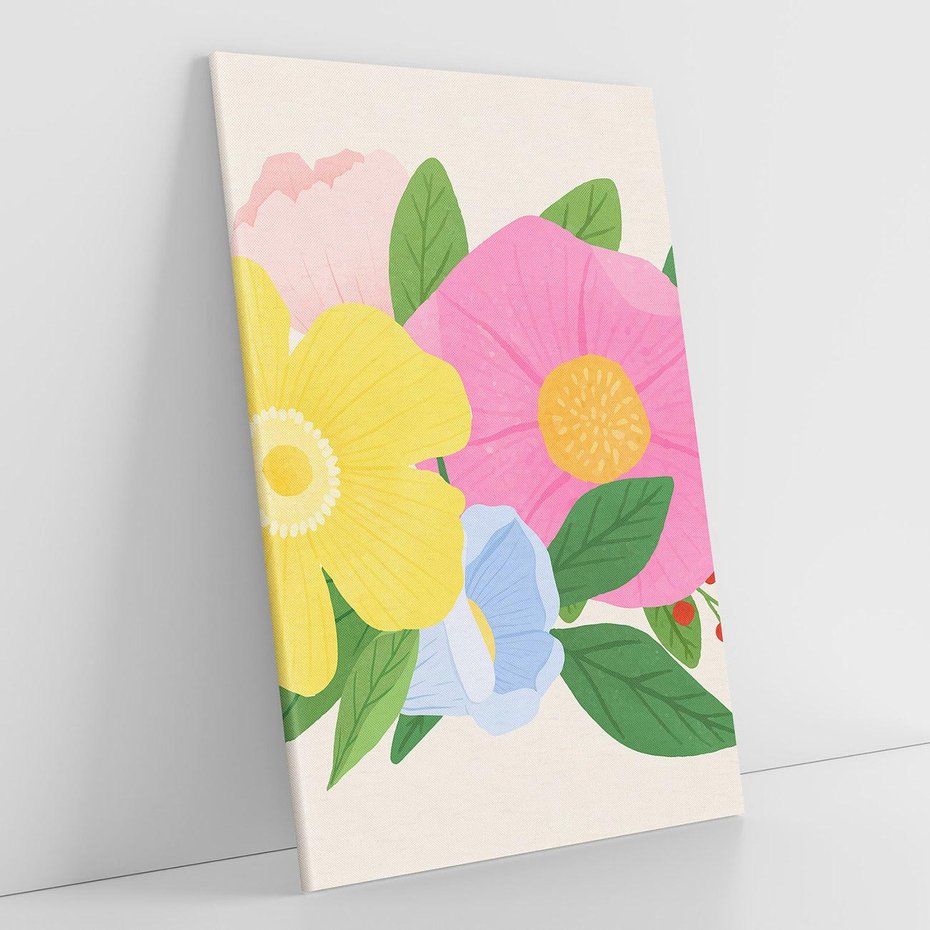 Obraz na płótnie 50x70 - Kwiatowy Uśmiech - kwiaty, akwarela