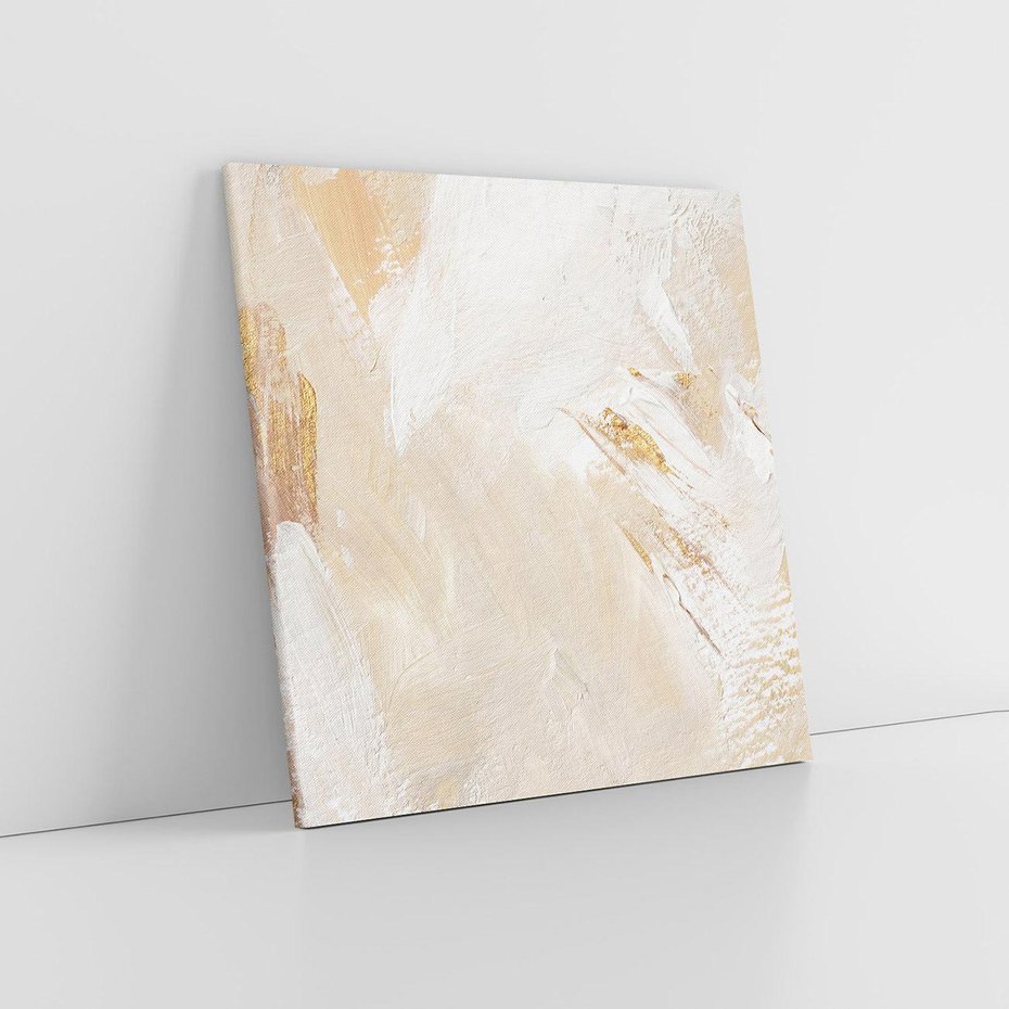 Obraz na płótnie 40x40 - Elegancja w Złocistym Chaosie - złoto beż, abstrakcja
