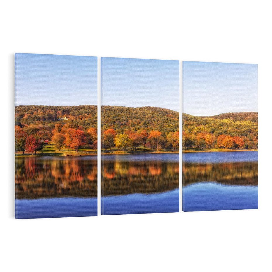 Obraz na płótnie 120x80 - Jezioro w lesie - jezioro, las