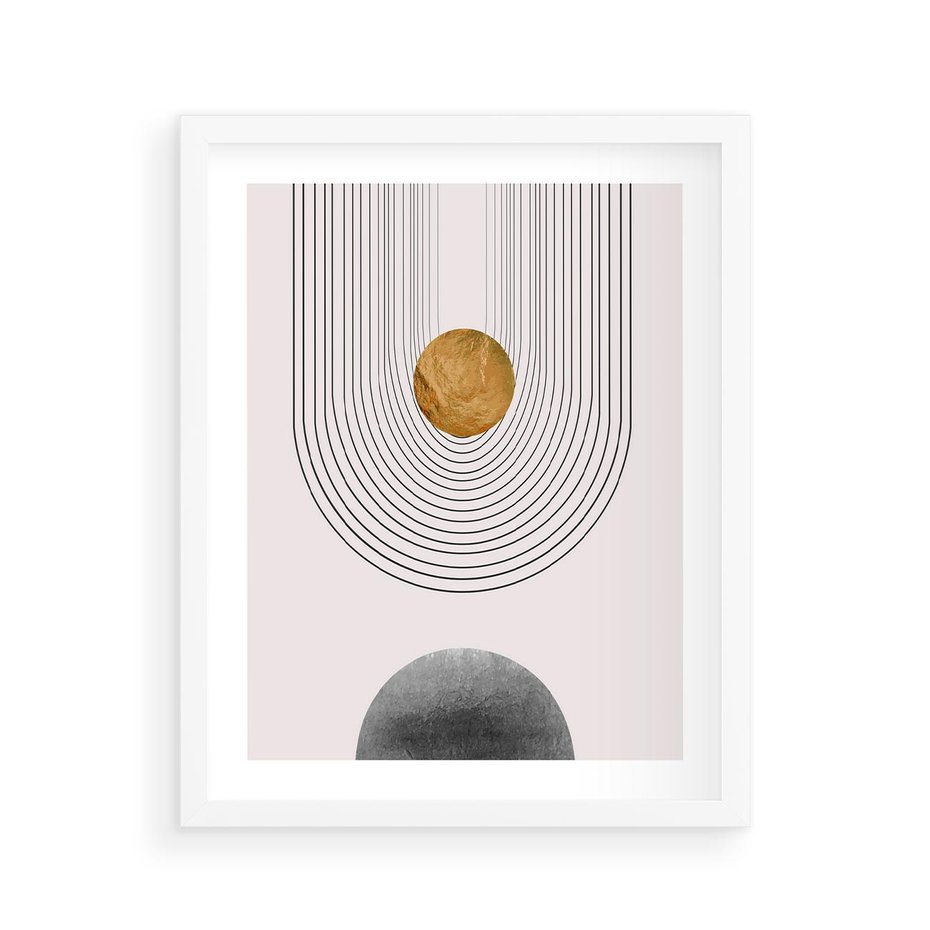 Plakat w ramie 40x50 - Geometryczny Blask - nowoczesna grafika, geometria - rama biała