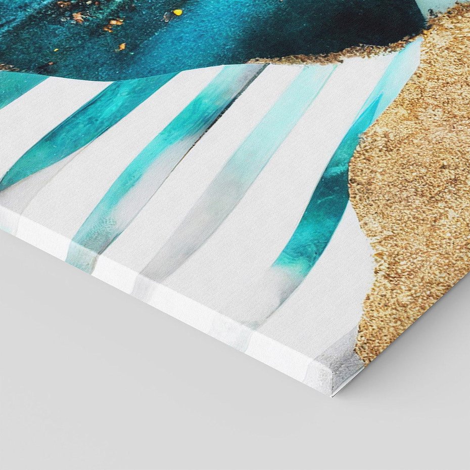 Obraz na płótnie 90x30 - Rozlane Turkusy - Turkusowe plamy, złote elementy