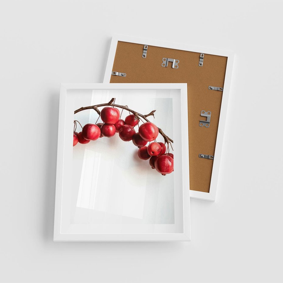 Plakat w ramie 40x50 - Jesienne Owoce - jarzębina, czerwone owoce - rama biała