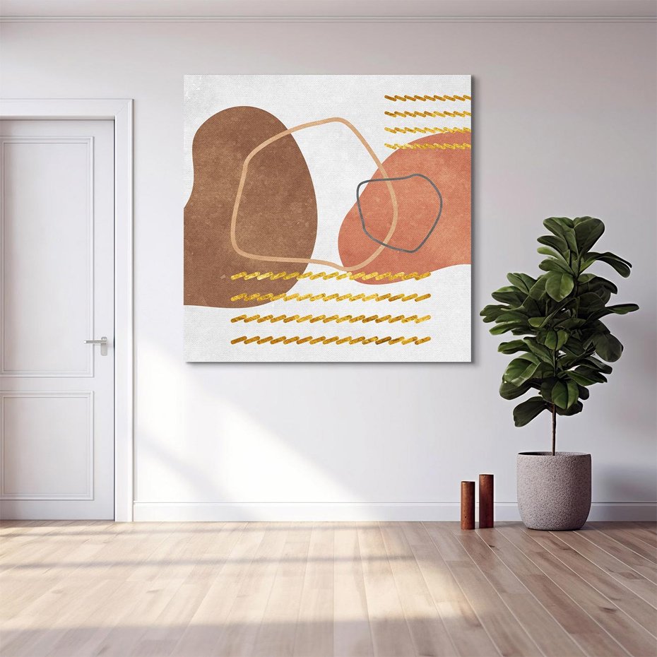 Obraz na płótnie 50x50 - Odbicie światła serca - abstrakcyjne rozlane plamy, boho styl