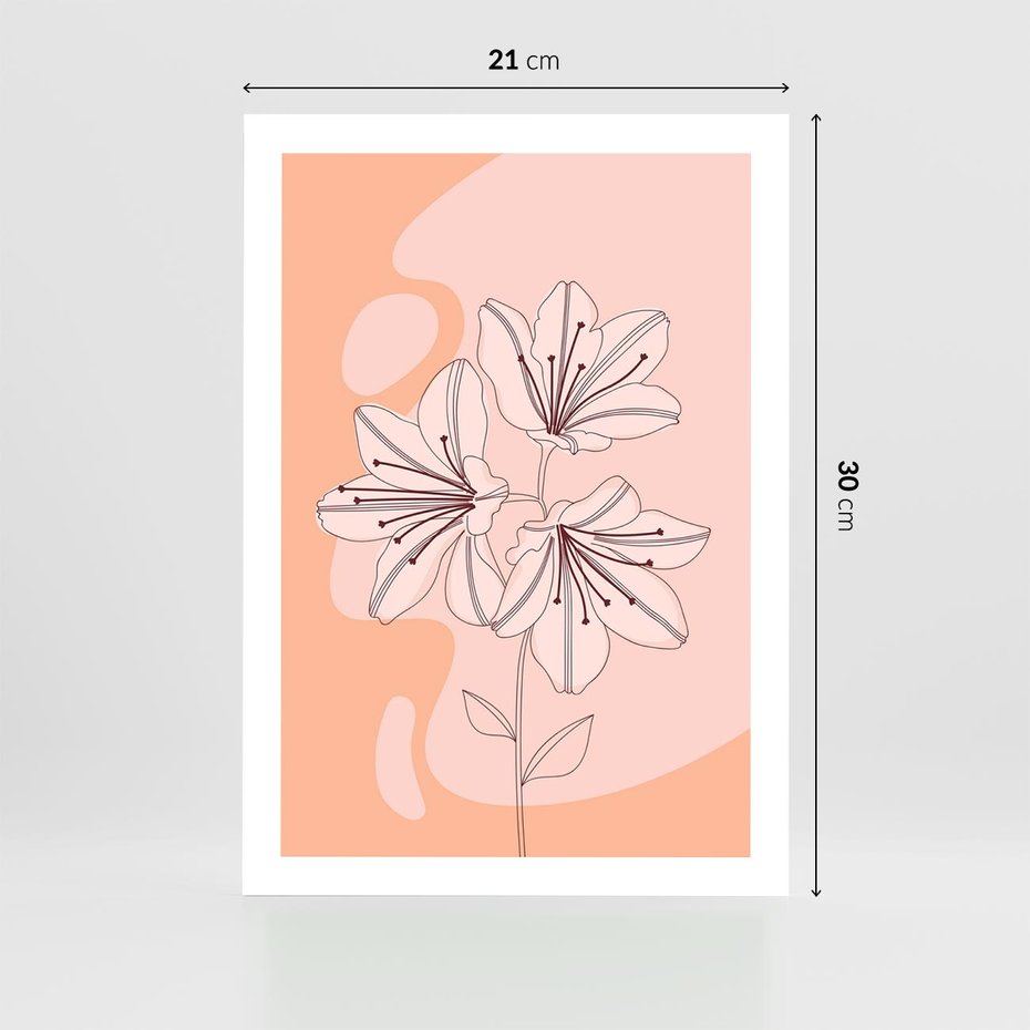 Plakat bez ramy 21x30 - Kwiatowa Harmonia - minimalistyczny plakat, pudrowe kwiaty