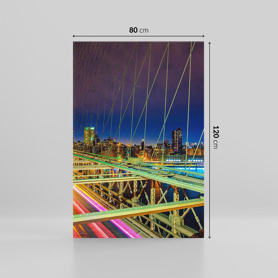 Obraz na płótnie 80x120 - Most w USA - Światła i samochody - most, USA