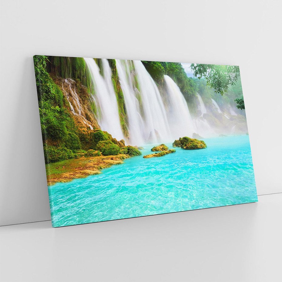 Obraz na płótnie 120x80 - Magia wodospadu - mistyczna dżungla - wodospad, dżungla