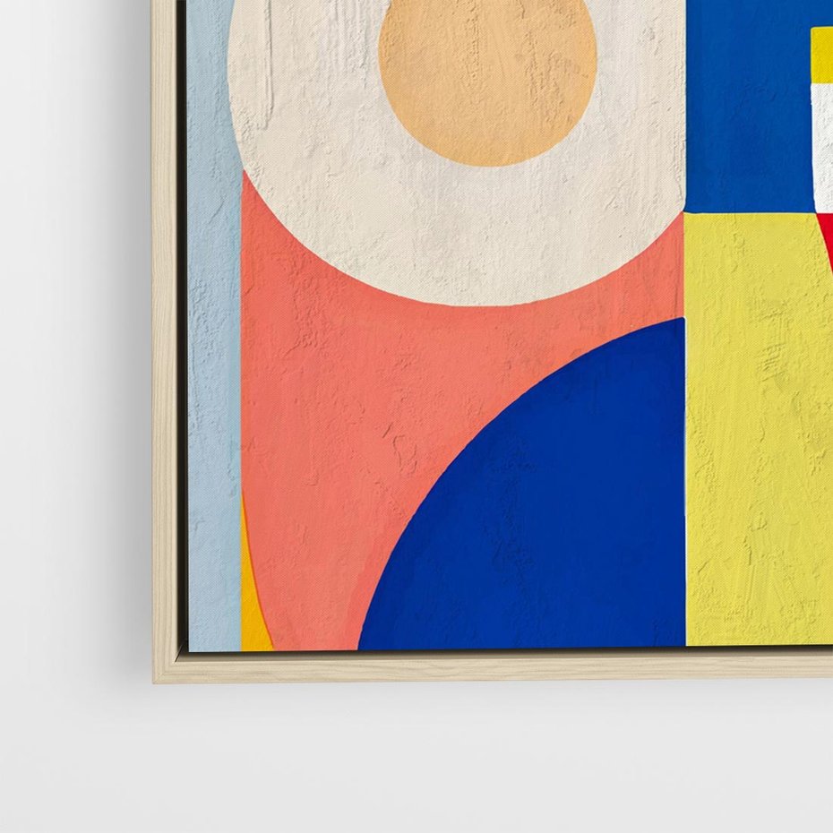 Obraz w ramie 50x50 - Harmonia Kolorowych Impulsów - abstrakcyjne geometryczne kształty, olejny obraz - rama drewno