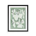 Plakat w ramie 30x40 - Rozkwitające Ukojenie - zgaszona zieleń, kwiaty - rama czarna