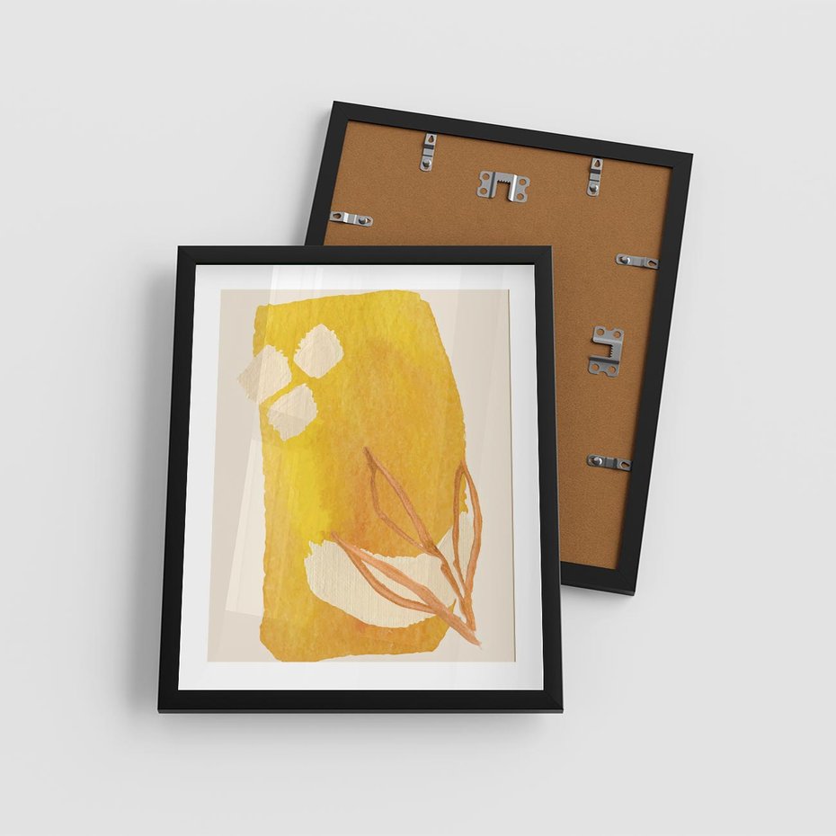 Plakat w ramie 40x50 - Kolorowe Marzenia - abstrakcyjna żółta plama, akwarela - rama czarna