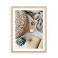 Plakat w ramie 50x70 - Przytulna Kompozycja Lifestyle - kompozycja lifestyle, wiklina - rama drewno