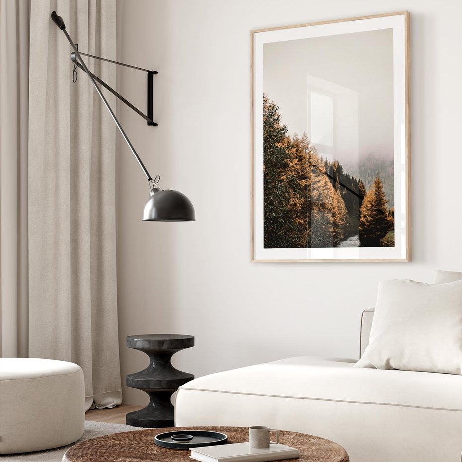 Plakat w ramie 40x50 - Kolorowa Jesień w Górskim Lesie - las, jesień - rama drewno