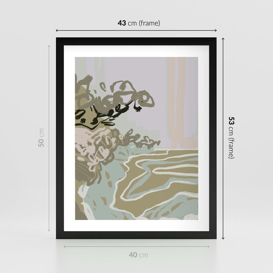 Plakat w ramie 40x50 - Wizja Przestrzeni - pastelowy krajobraz, nowoczesny plakat - rama czarna