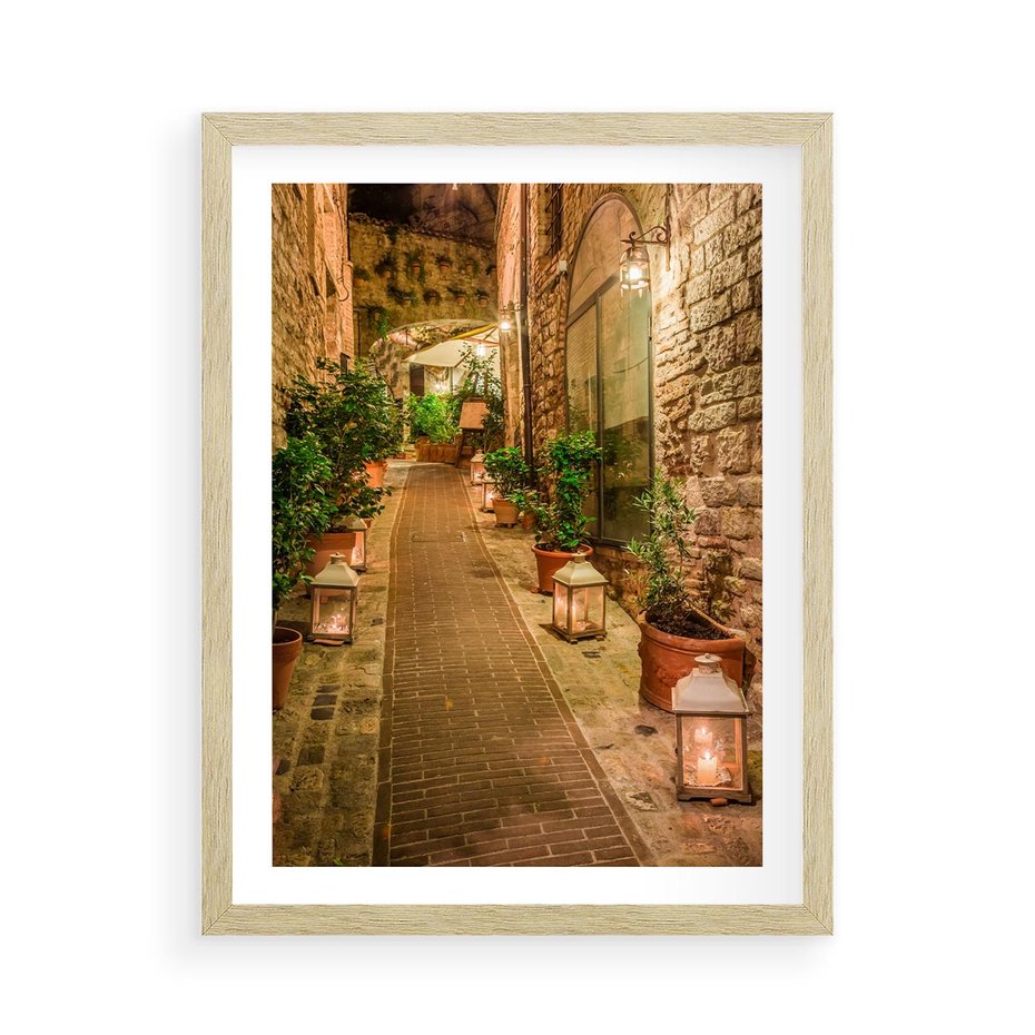 Plakat w ramie 50x70 - Perspektywa Uliczki Miejskiej - uliczka, perspektywa - rama drewno