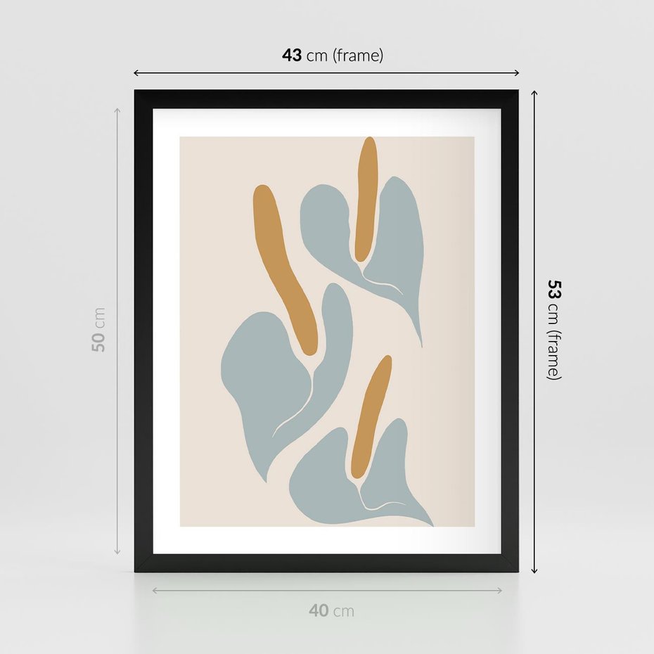 Plakat w ramie 40x50 - Kwiaty Pasteli - kwiaty, nowoczesne i minimalistyczne - rama czarna