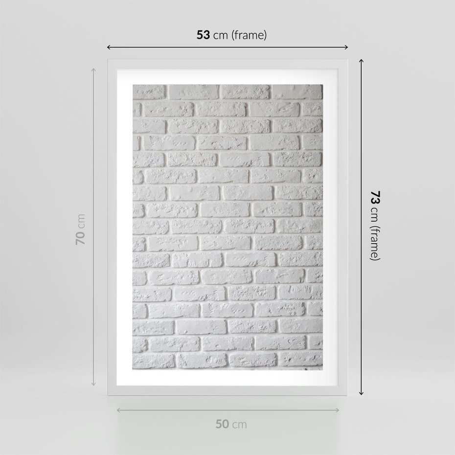 Plakat w ramie 50x70 - Wymiarowa Struktura - ściana, cegła - rama biała