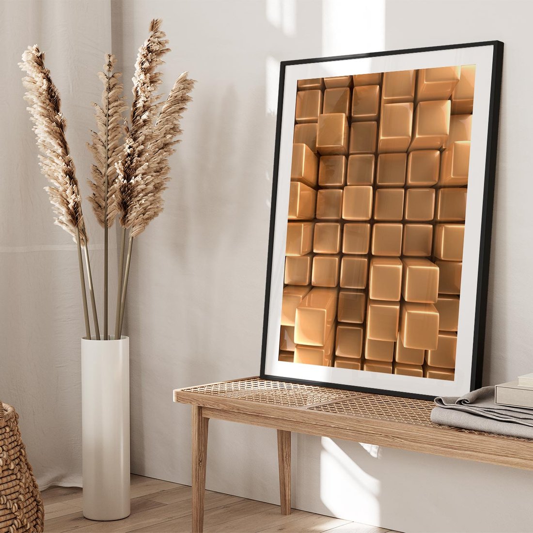 Plakat w ramie 40x50 - Błyszcząca Elegancja - złoto, 3d - rama czarna