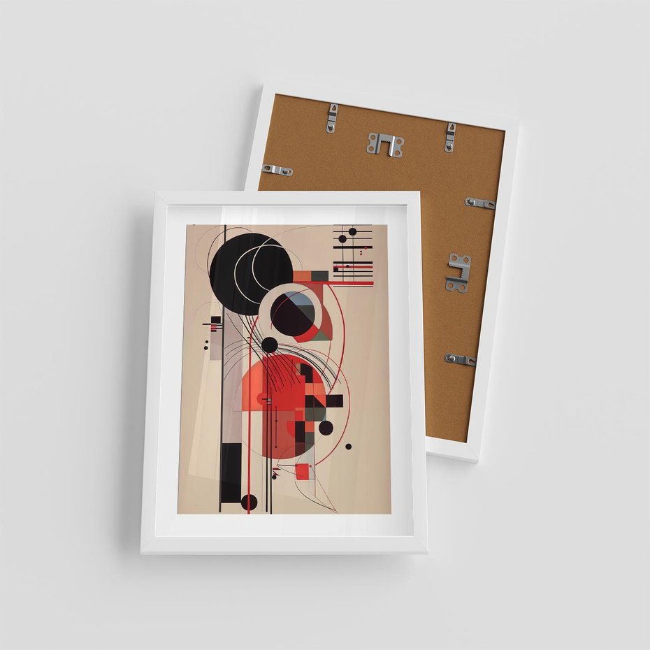 Plakat w ramie 30x40 - Rozbijające Granice Dźwięku - modernistyczny obraz, styl bauhaus - rama biała