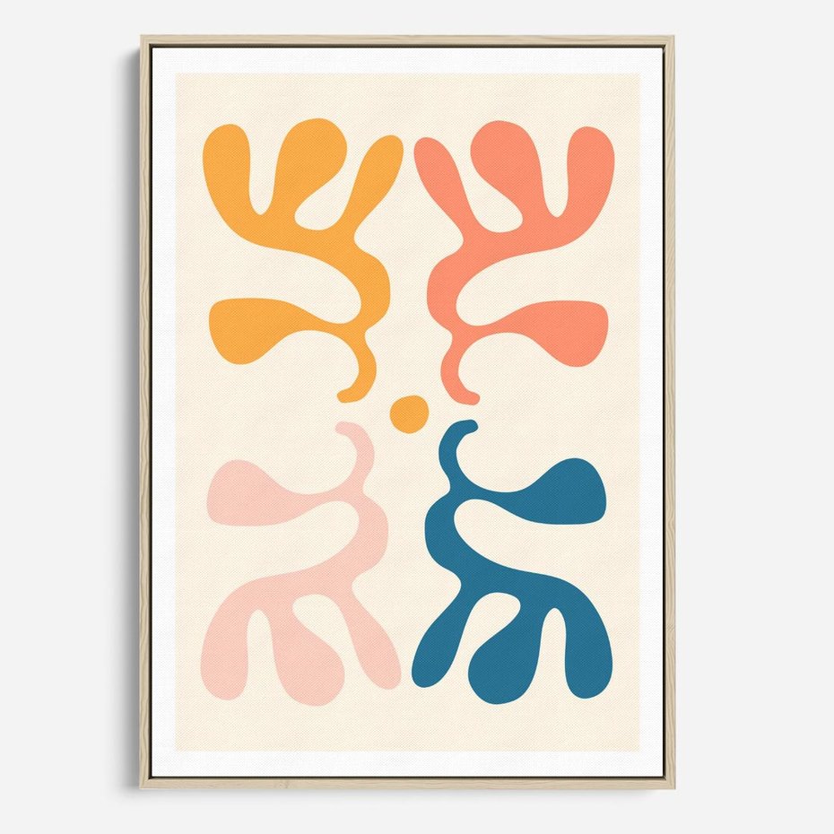 Obraz w ramie 50x70 - Migotliwe Akwarelowe Kontury - absrakcyjne dziwne formy, nowoczesny plakat - rama drewno