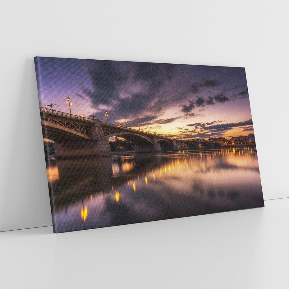 Obraz na płótnie 120x80 - Most nocą - Miasto nad rzeką - most, noc