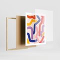 Plakat w ramie 40x50 - Abstrakcyjne Dialogi - abstrakcyjny kolorowy obraz, kolorowe linie - rama drewno