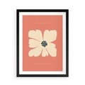 Plakat w ramie 50x70 - Malowane Kolorowe Echa - minimalistyczna grafika, biały kwiat na różowym tle - rama czarna