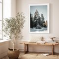 Plakat w ramie 30x40 - Chatka w Górach w Czasie Zimy - chatka w górach, zima - rama biała