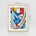 Plakat w ramie 30x40 - Kolory Na Czerni - abstrakcyjne formy, komiksowy styl - rama drewno