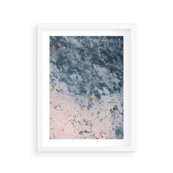 Plakat w ramie 50x70 - Elegancja i Wyrafinowanie - marmur, złoto - rama biała