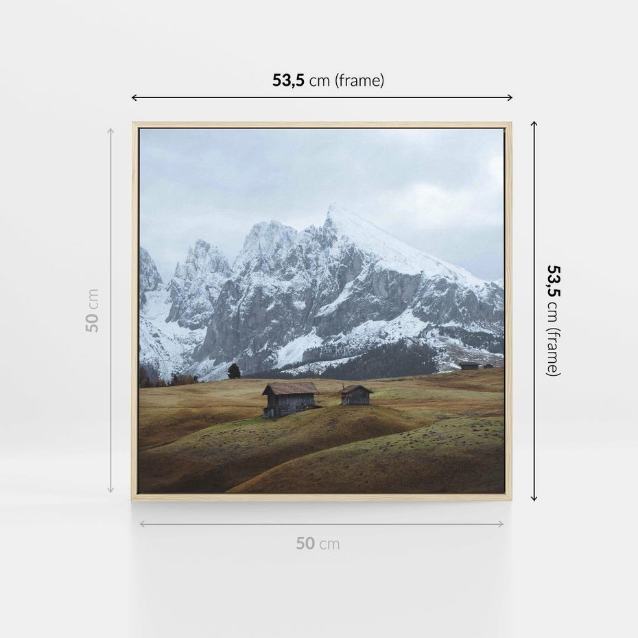 Obraz w ramie 50x50 - Odkryj Ich Urok - góry, skandynawia - rama drewno