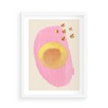 Plakat w ramie 50x70 - Migotliwe Dziwne Ścieżki - abstrakcyjna różowa plama, akwarela - rama biała