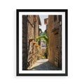 Plakat w ramie 50x70 - Włoska uliczka w perspektywie - Włochy, uliczka - rama czarna