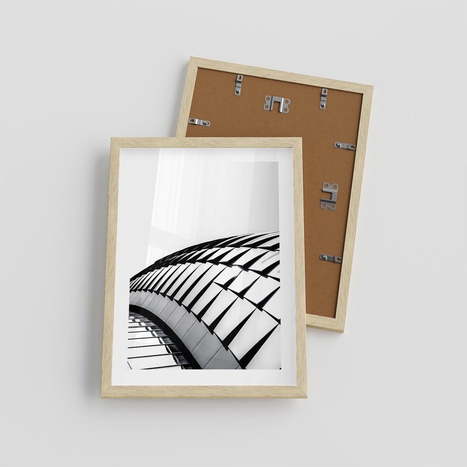 Plakat w ramie 30x40 - Dynamiczne Kształty - architektura, obłe kształty - rama drewno