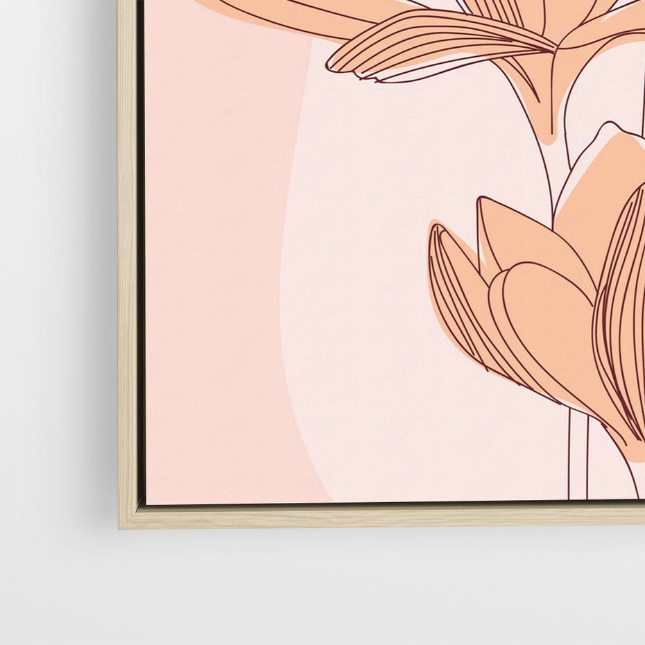 Obraz w ramie 80x80 - Przenikające Kształty - minimalistyczny plakat, pudrowe kwiaty - rama drewno