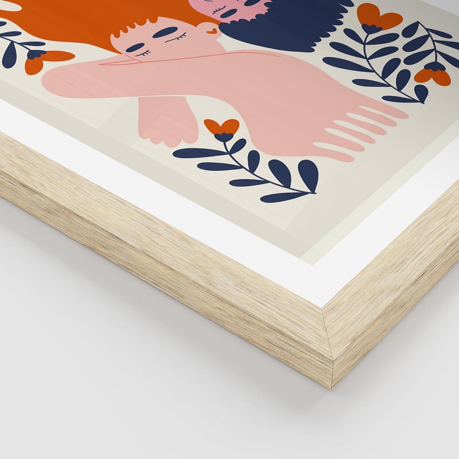 Plakat w ramie 40x50 - Miłość w Dwóch Sercach - miłość, para zakochanych - rama drewno