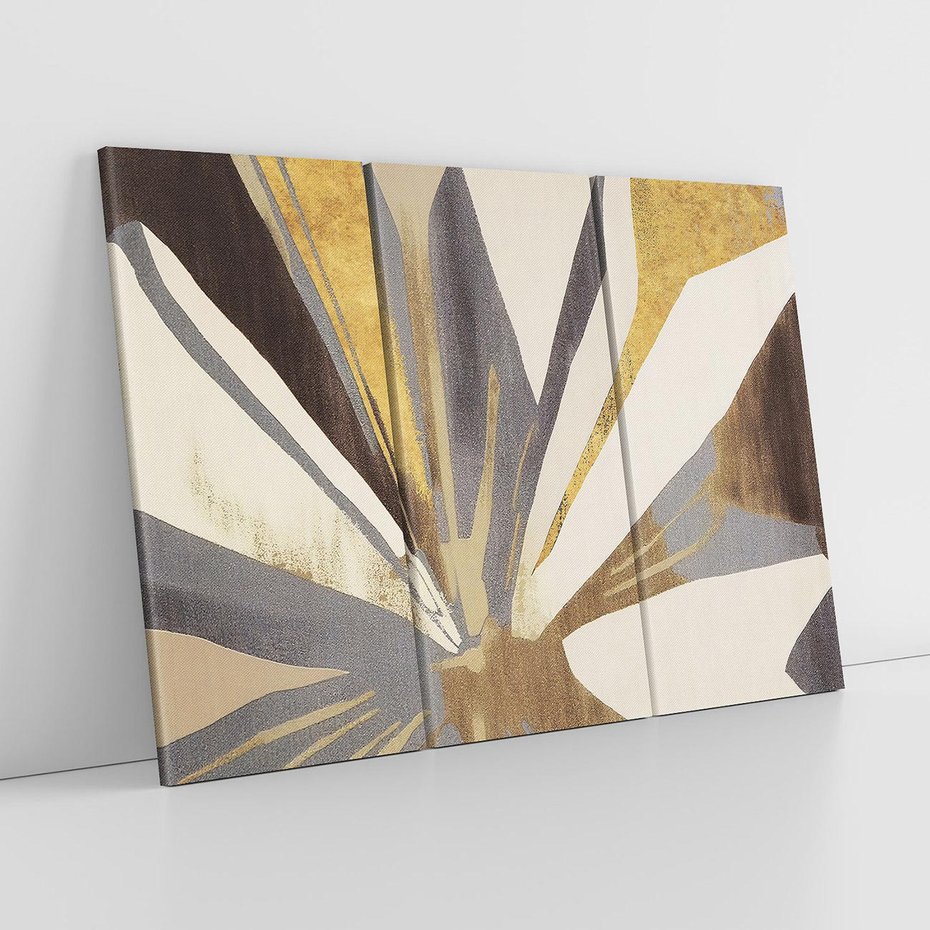 Obraz na płótnie 120x80 - Szept roślinnych emocji - olejna abstrakcja, złoto i brąz