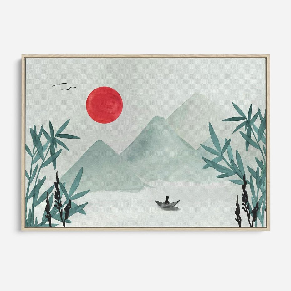 Obraz w ramie 100x70 - Zaklęte Wzgórza - krajobraz, japonia - rama drewno