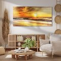 Obraz na płótnie 120x60 - Plaża Morza i Fale Zachodu Słońca - plaża, morze