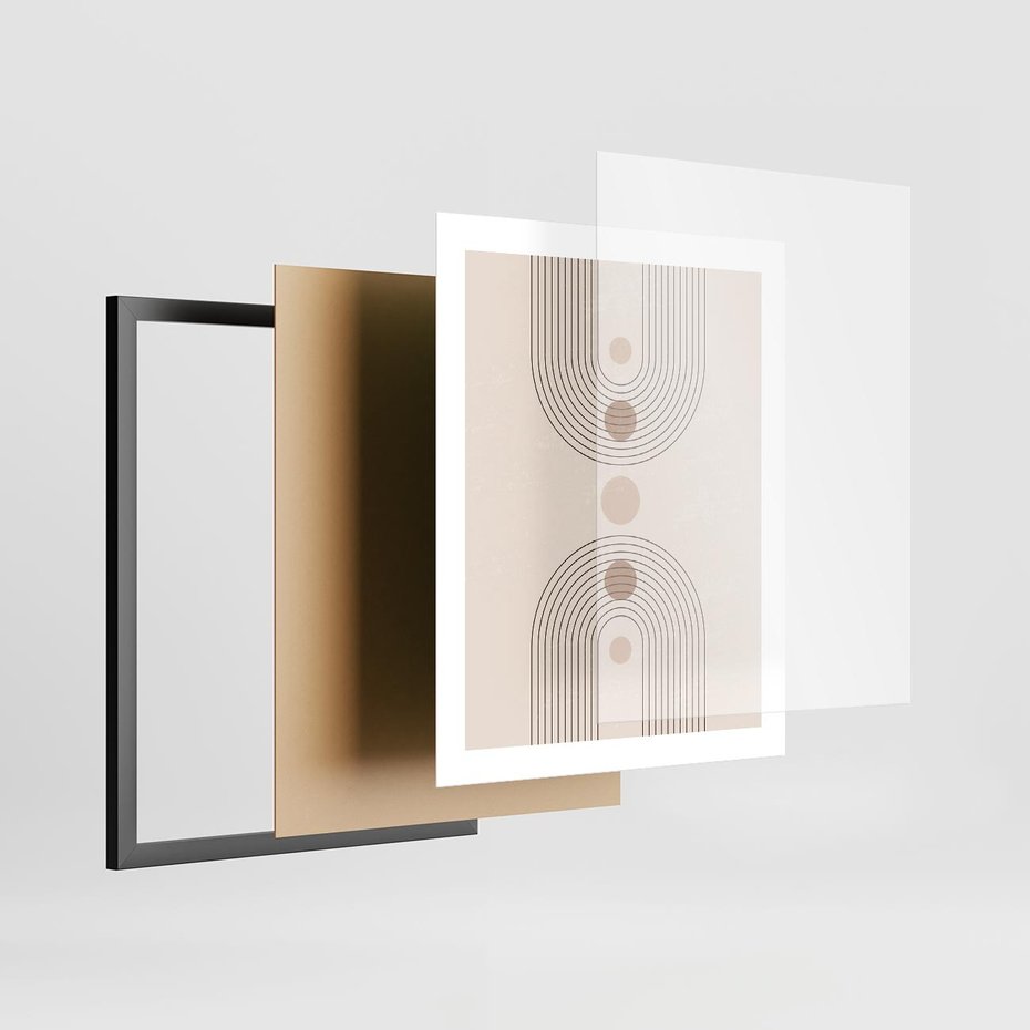 Plakat w ramie 40x50 - Zgeometryzowane Wizje - boho plakat, minimalizm - rama czarna