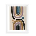 Plakat w ramie 50x70 - Taniec Przenikających Kształtów - abstrakcyjne tęcze, kompozycja - rama biała