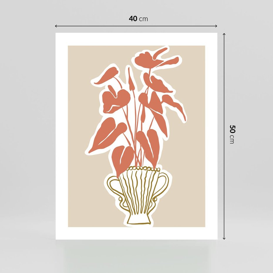 Plakat bez ramy 40x50 - Harmonijne Echa - abstrakcyjne kwiaty liście, elegancka kompozycja