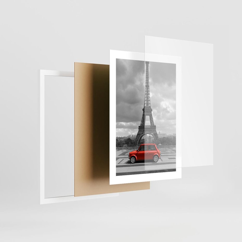 Plakat w ramie 30x40 - Paryż z wieżą Eiffla w tle - Paryż, Eiffla - rama biała