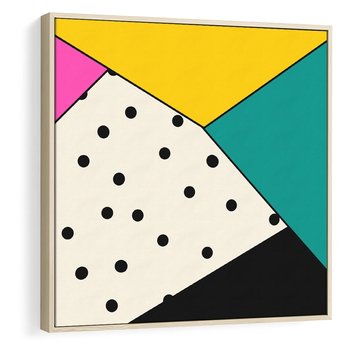 Obraz w ramie 50x50 - Wesołe Geometryczne Kształty - geometryczne kształty, abstrakcja - rama drewno