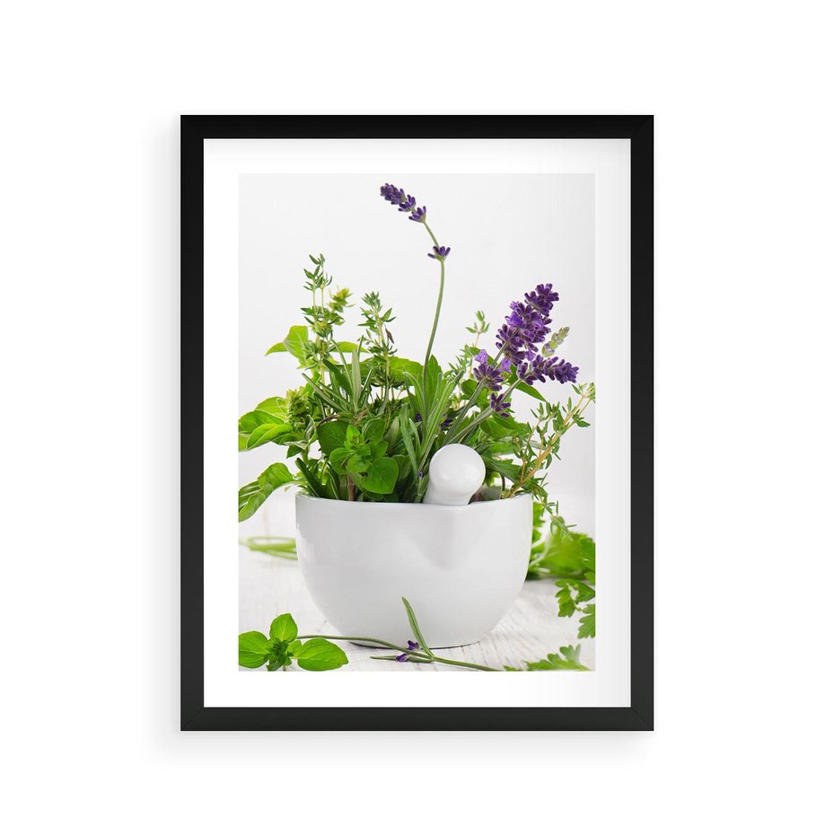 Plakat w ramie 30x40 - Kwiaty i zioła w restauracji - kwiaty, zioła - rama czarna